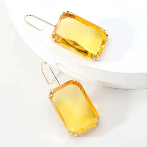 Anthropologie Yellow stone and gold vintage inspired drop earrings
